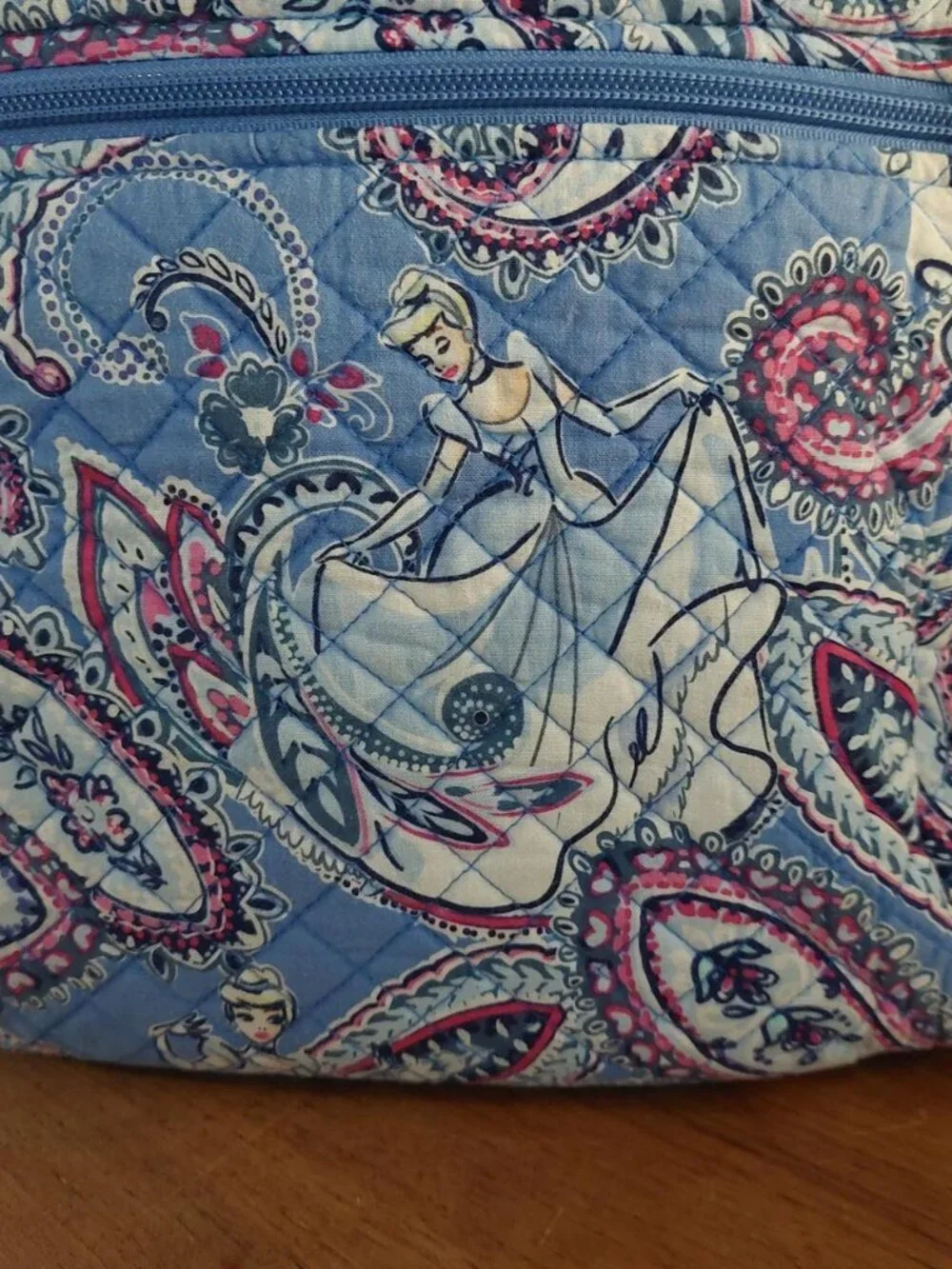 vera bradley Disney Cinderella blue, pink, and white paisley quilted backpack #c